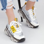 Pantofi Sport Dama cu Platforma SZ260 White-Yellow | Mei, Mei