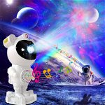 Proiector Laser Astronaut cu Joc de Lumini Aurora Boreala si Stele, Boxa, Sunete Albe, Functie Bluetooth, Timer, Setare Luminozitate, Telecomanda, Tenq.ro