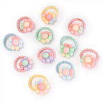 Set 10 Elastice de Par pentru Fetite - Floricele Roz Multicolor, Nurio