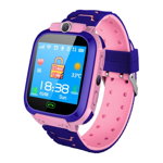 Ceas smartwatch GPS copii, monitorizare locatie, camera foto frontala, buton SOS, functie telefon , roz - Q12B-ROZ, 