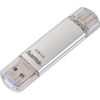 Memorie USB HAMA C-Laeta 124163, USB 3.0-Type C, 64GB, 40MBs, argintiu