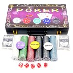 Set Poker, 300 chips, 2 pachete de carti, 5 zaruri, servieta plastic inclusa , General