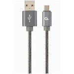 GEMBIRD Cablu alimentare si date Gembird CC-USB2S-AMmBM-2M-BG, USB 2.0 (T) la Micro-USB 2.0 (T), 2m, Gri /Alb, GEMBIRD