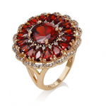 Inel Cocktail Glamour Red Garnet, dublu placat cu aur 18K, Anebris Collection