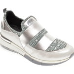 Pantofi FLAVIA PASSINI argintii, 1251278, din material textil si piele naturala