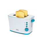Toaster Cecotec Toast and Taste, 850 W, 2 felii, sistem autocentrare, 7 trepte rumenire, functie reincalzire, tava firimituri, baza anti-alunecare, Alb/Albastru