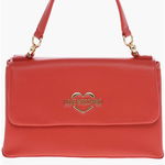 Moschino Love Faux Leather Shoulder Bag With Golden Logo Red, Moschino