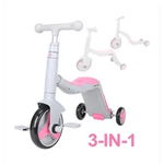 Trotineta Axel, 3 in 1, Gri/Roz, transformabila in tricicleta si balance bike, Bebeking