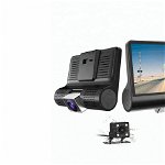 Camera Video Auto Tripla Blackbox™ L300-1, Full-HD, 3 Camere - Fata/Spate/Interior, Ecran 4'', G Senzor, 170 grade, Monitor Parcare