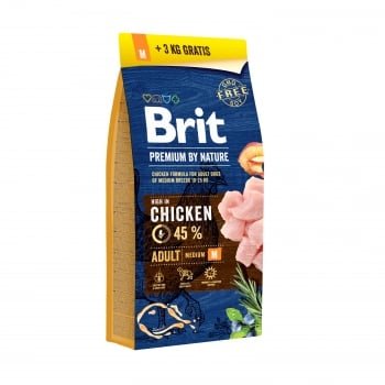 Brit Premium By Nature, Adult Medium Breed, M, Pui, hrană uscată câini, 15kg, Brit