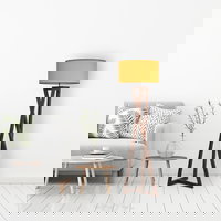 Lampadar LUN 2157, lemn/material textil, fasung E27, 40W