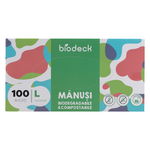 Manusi unica folosinta, marime L,100% Biodegradabile si Compostabile, 100 buc/set, din amidon de porumb