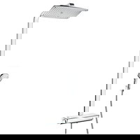 Coloana de dus fix si mobil cu baterie termostat Hansgrohe Raindance Select E crom, 