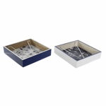 Suport pentru Șervețele DKD Home Decor Metal Alb Bleumarin Lemn MDF (2 pcs), DKD Home Decor