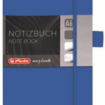 Bloc notes A6 dictando coperta din piele sintetica cu elastic 96 file albastru HERLITZ My Book Classic, HERLITZ