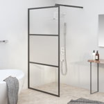Perete cabină duș walk-in negru 100x195 cm sticlă ESG mată, Casa Practica