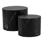 Măsuțe de cafea negre în set de 2 buc în decor de marmură 48x33 cm Mice - Actona, Actona