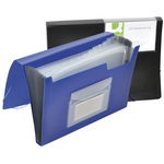 Mapa din plastic Q-CONNECT, 330x240x30 mm, cu 13 compartimente si elastic pe colturi, albastru inchis