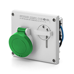 Priza interblocabila\n16A 2P+E 2h >50V >300-500Hz 136X125MM terminal cu surub Cu interblocaj mecanic, Scame