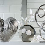 Decoratiune Curved Heart, Aluminiu, Argintiu, 16x33x10 cm, GILDE