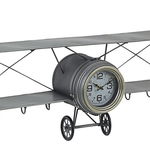 Ceas de perete din metal gri model Avion 95 cm x 17.5 cm x 34 h, Bizzotto