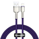 Cablu alimentare si date Baseus, Cafule Metal, Fast Charging, USB la tip Lightning 2.4A braided, 1 m, Violet