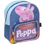 Rucsac Peppa Pig cu buzunar transparent, 25x30x12 cm, Cerda