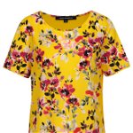 Bluza asimetrica galbena cu print floral French Connection Linosa, French Connection