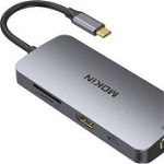 8in1 USB-C la 3x USB 3.0 + HDMI + USB-C + VGA + Cititor de carduri SD + Cititor de carduri Micro SD (argintiu), Mokin