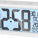 Ceas desteptator cu termometru Sencor, afisaj digital, Alb