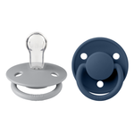 BIBS - Set 2 suzete De Lux Silicon, tetina rotunda, marime universala-Cloud/Steel Blue, BIBS