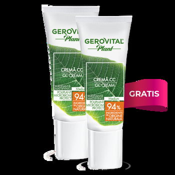 Pachet Promo 1+1 Gratuit Cremă Cc Mediu Matifiantă Microbiom Protect, Gerovital Plant