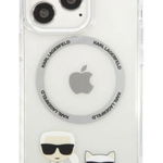 Husa Cover Karl Lagerfeld Magsafe cu Ring Karl and Choupette Bodies LOGO pentru iPhone 13 Pro Max Transparent