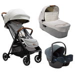 Carucior pentru copii ultracompact Joie 3 in 1 Parcel Oyster / i-Snug Lagoon ( Carucior Parcel Oyster + Landou Ramble XL Oyster + Scoica auto i-Snug cu tetiera reglabila, nastere - 75 cm, Lagoon) , 