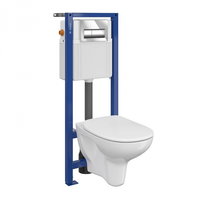 Set vas wc suspendat Arteco cu capac soft close, rezervor incastrat System 01 si clapeta crom lucios Presto, Cersanit