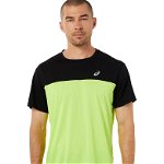 Asics, Tricou colorblock pentru alergare Race, Verde deschis, Negru, M