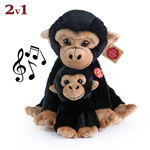 Jucărie din pluș - Maimuță, 27 cm cu pui, 13 cm