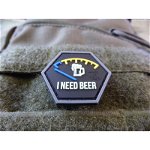 PATCH CAUCIUC - I NEED BEER - BLUE, JTG