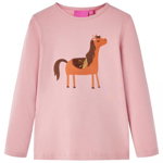 Tricou pentru copii cu mâneci lungi, imprimeu ponei, roz deschis, 128, Casa Practica