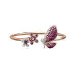 Bratara flori si fluture din aur roz de 18K cu diamante