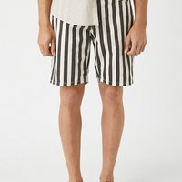 KOTON, Pantaloni scurti cu talie medie si model cu dungi, Gri antracit, 38 KOTON, Pantaloni scurti cu talie medie si model cu dungi, Gri antracit, 38