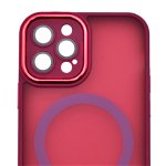 Husa tip MagSafe, Camera Protection Matte Silicon pentru iPhone 14 Pro Rosu, OEM