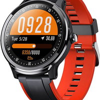 Ceas Smartwatch TKY-QS80 cu functie de monitorizare ritm cardiac Tensiune arteriala Distanta parcursa Negru-Portocaliu tky-qs80-rosu