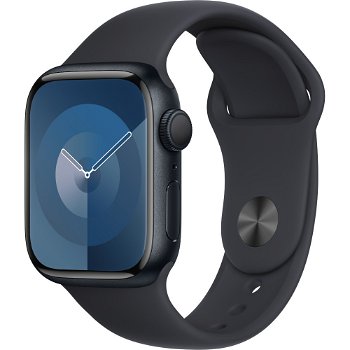 Apple Watch 9, GPS, Carcasa Midnight Aluminium 41mm, Midnight Sport Band - M/L, Apple