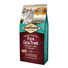 Hrana uscata pentru pisici Carnilove Fresh Sterilised cu crap  pastrav 6 kg, CARNILOVE
