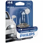 Bec auto cu halogen pentru far Philips H4 White Vision, 12V, 55W, 1 Buc