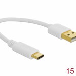 Cablu de încărcare USB de Tip-A la USB Type-C 15 cm, DELOCK