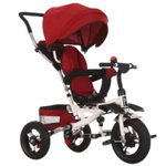 Tricicleta copii Go Kart Cool Baby scaun reversibil, 8-36 luni, cauciuc eva, suport picioare, maner parental, cosulet jucarii, borseta, rosu, Go Kart 