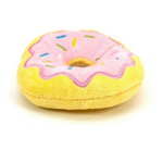 Jucarie de plus pentru caini Frosty Donut, Gloria, 14 x 5 x 3 cm, poliester, roz, Gloria