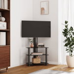 vidaXL Suport TV de colț cu 3 niveluri pentru 32-70 inchi, negru, vidaXL